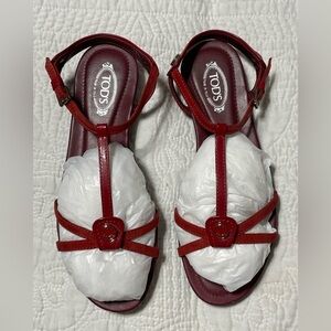 TOD’S Red Sandals Size 36.5